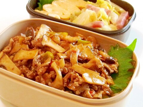 豚肉とエリンギのピリ辛炒め丼弁当